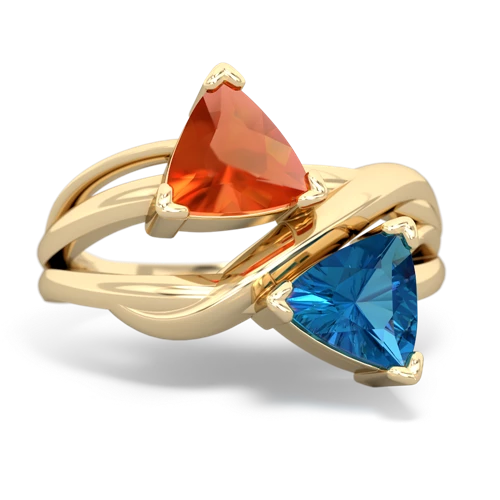 fire opal-london topaz filligree ring