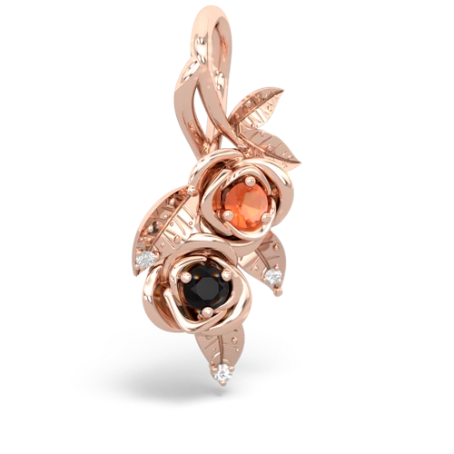 fire opal-onyx rose vine pendant