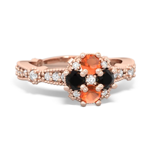 fire opal-onyx art deco engagement ring