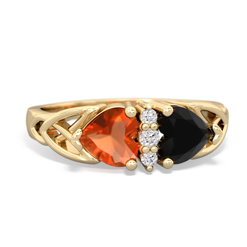 Fire Opal Genuine Fire Opal with Genuine Black Onyx Celtic Trinity Knot ring Ring