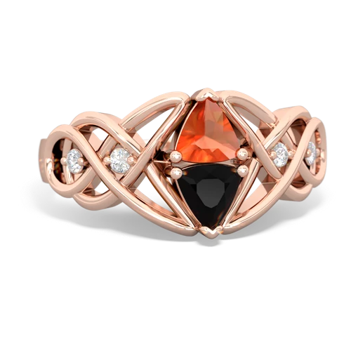 fire opal-onyx celtic knot ring