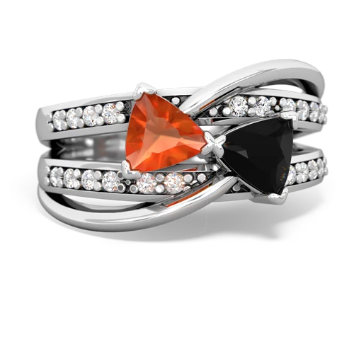 Fire Opal Genuine Fire Opal with Genuine Black Onyx Bowtie ring Ring