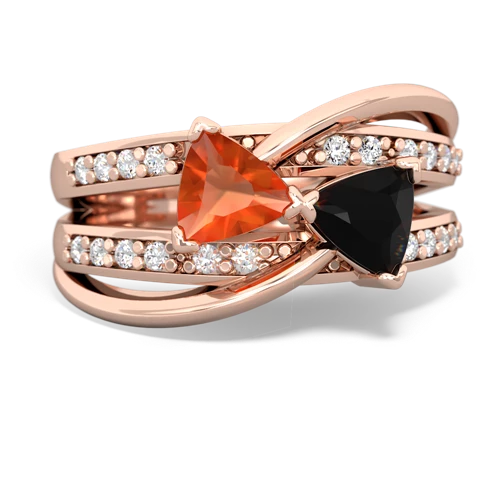 fire opal-onyx couture ring