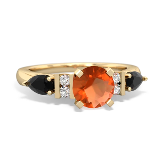 Fire Opal Genuine Fire Opal with Genuine Black Onyx and  Engagement ring Ring