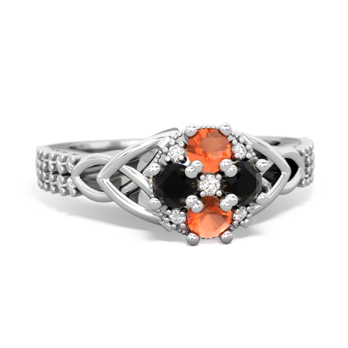 fire opal-onyx engagement ring