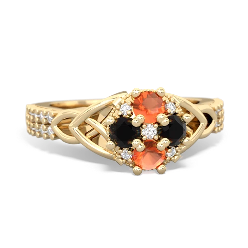fire opal-onyx engagement ring