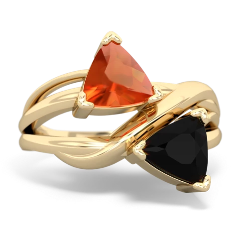 Fire Opal Genuine Fire Opal with Genuine Black Onyx Split Band Swirl ring Ring