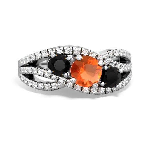 fire opal-onyx three stone pave ring