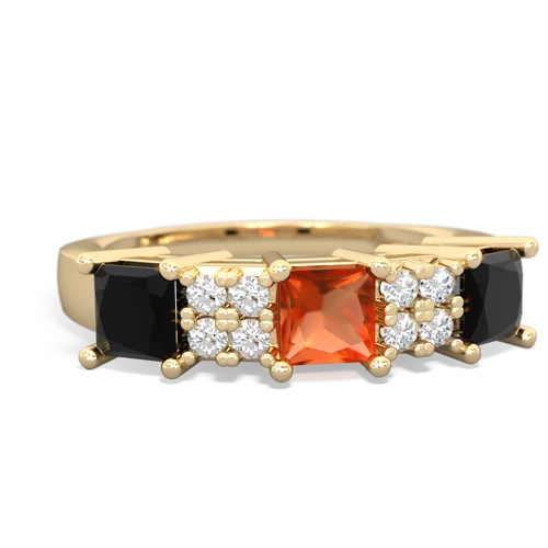 Fire Opal Genuine Fire Opal with Genuine Black Onyx and  Three Stone ring Ring