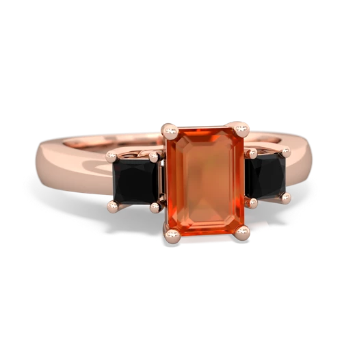 fire opal-onyx timeless ring