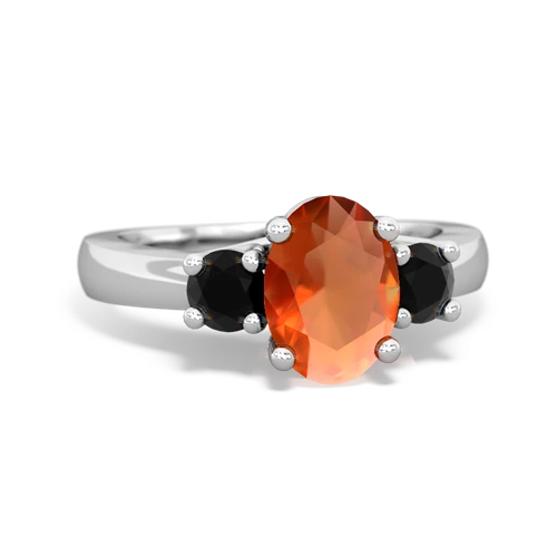 fire opal-onyx timeless ring