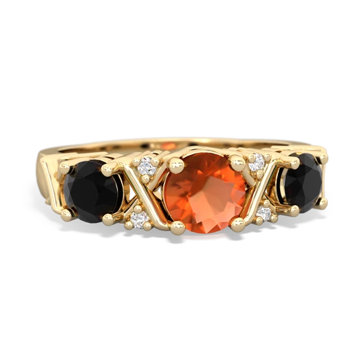 Fire Opal Genuine Fire Opal with Genuine Black Onyx and Genuine Opal Hugs and Kisses ring Ring