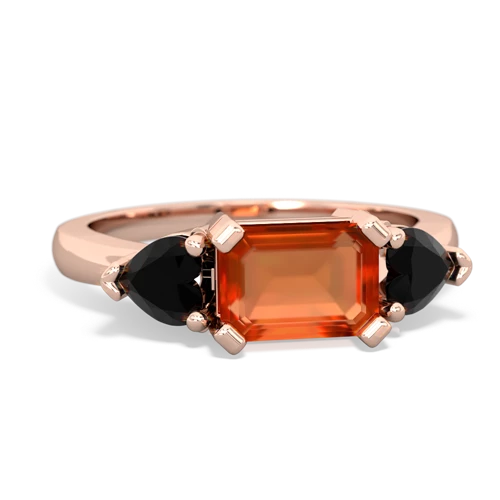 fire opal-onyx timeless ring