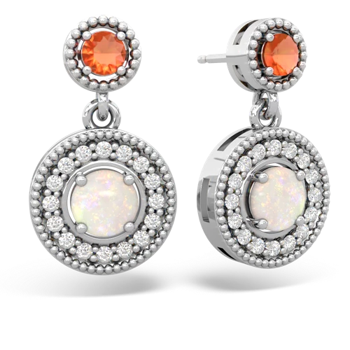 fire opal-opal halo earrings