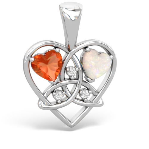 fire opal-opal celtic heart pendant