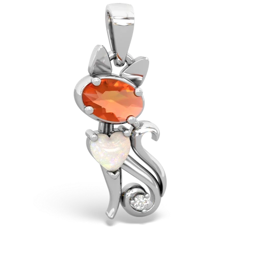 fire opal-opal kitten pendant