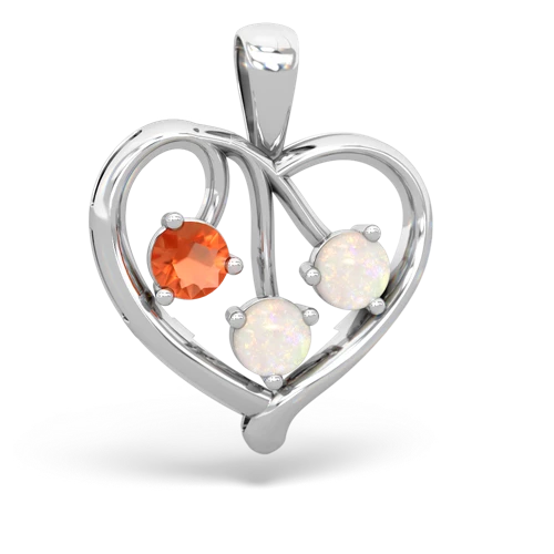 fire opal-opal love heart pendant