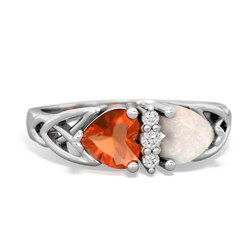 fire opal-opal celtic ring