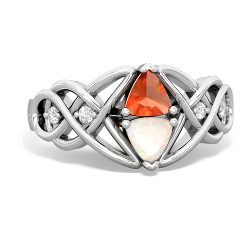 fire opal-opal celtic knot ring