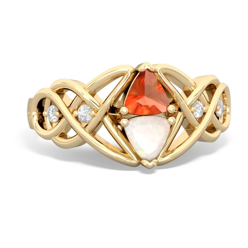 fire opal-opal celtic knot ring