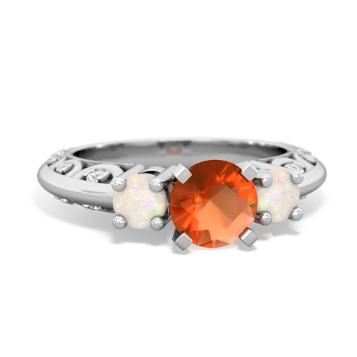 fire opal-opal engagement ring