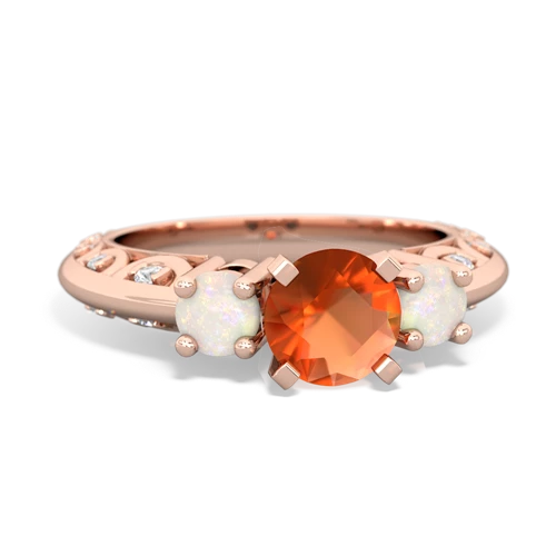 fire opal-opal engagement ring