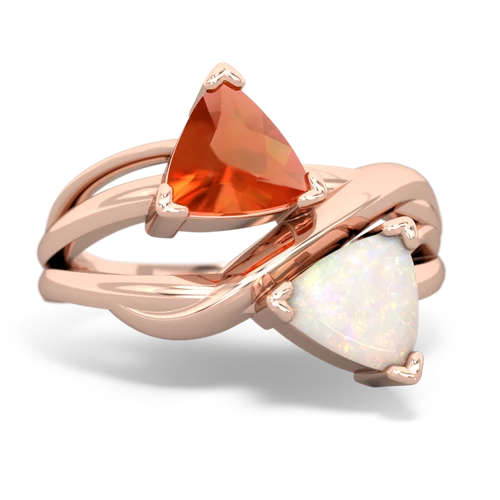 fire opal-opal filligree ring