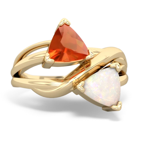 fire opal-opal filligree ring