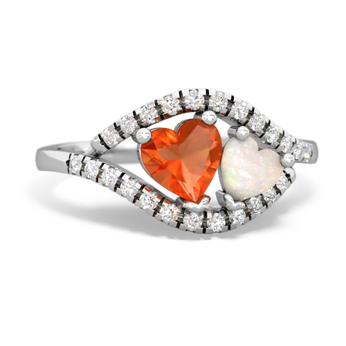 fire opal-opal mother child ring