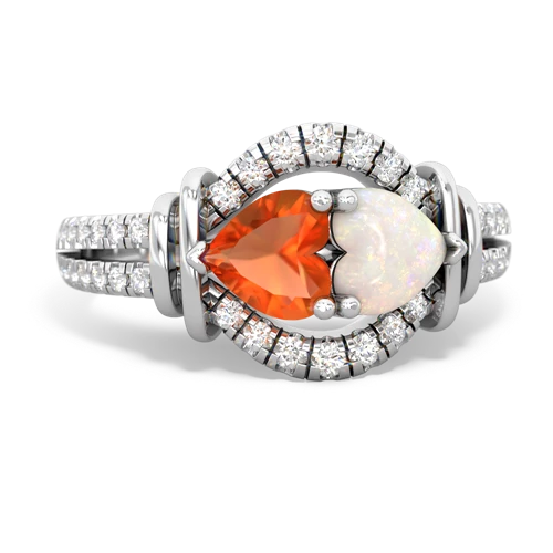 fire opal-opal pave keepsake ring