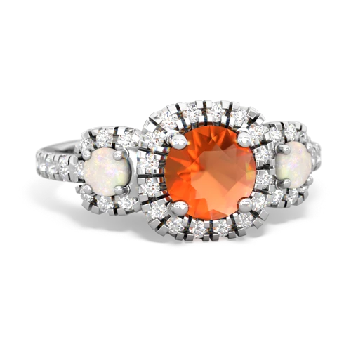 Fire Opal Genuine Fire Opal with Genuine Opal and Lab Created Sapphire Regal Halo ring Ring