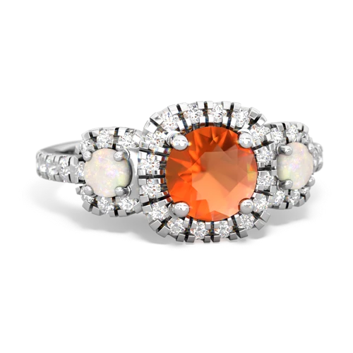 fire opal-opal three stone regal ring