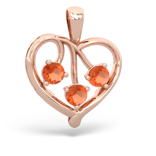 fire opal love heart pendant