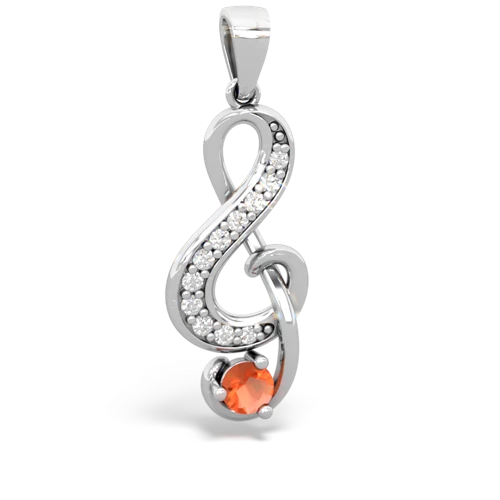 fire opal treble clef pendant