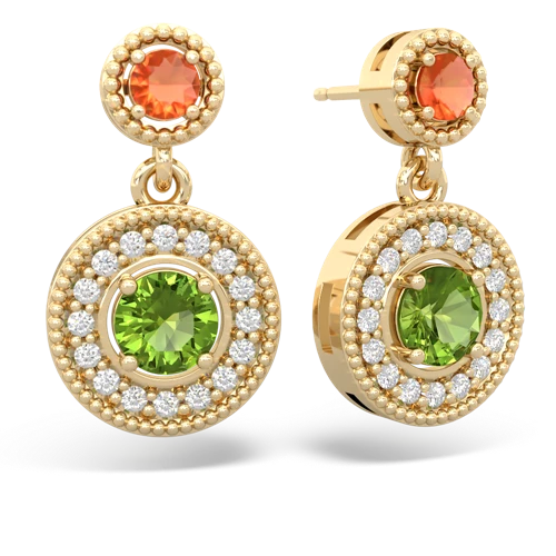 fire opal-peridot halo earrings