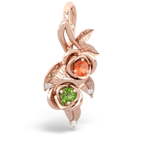 Fire Opal Genuine Fire Opal with Genuine Peridot Rose Vine pendant Pendant