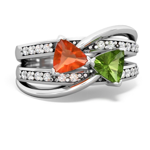 Fire Opal Genuine Fire Opal with Genuine Peridot Bowtie ring Ring