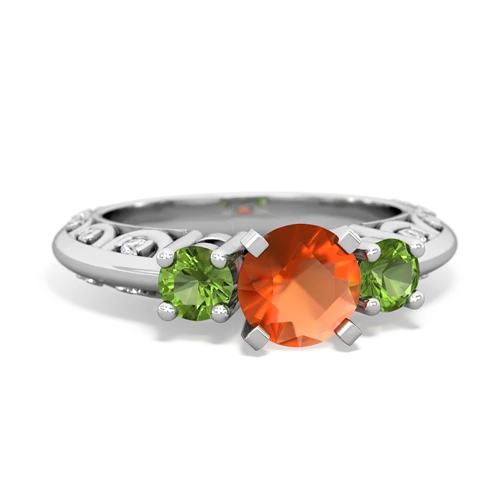 fire opal-peridot engagement ring