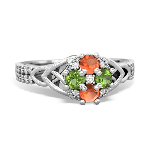 fire opal-peridot engagement ring