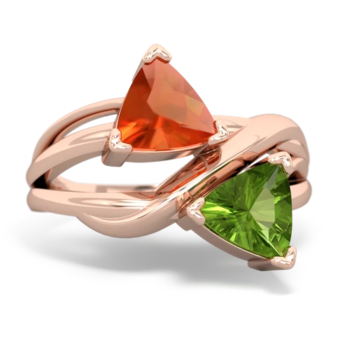 fire opal-peridot filligree ring