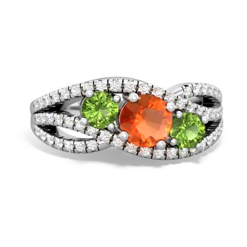 fire opal-peridot three stone pave ring