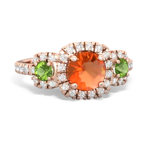 fire opal-peridot three stone regal ring