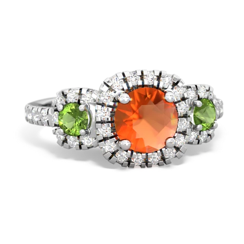 fire opal-peridot three stone regal ring