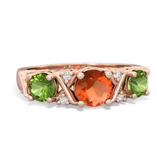 Fire Opal Genuine Fire Opal with Genuine Peridot and  Hugs and Kisses ring Ring