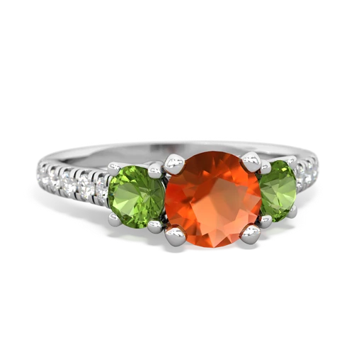 fire opal-peridot trellis pave ring