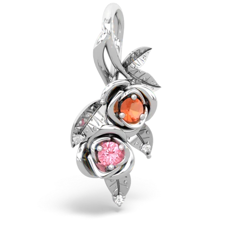 fire opal-pink sapphire rose vine pendant
