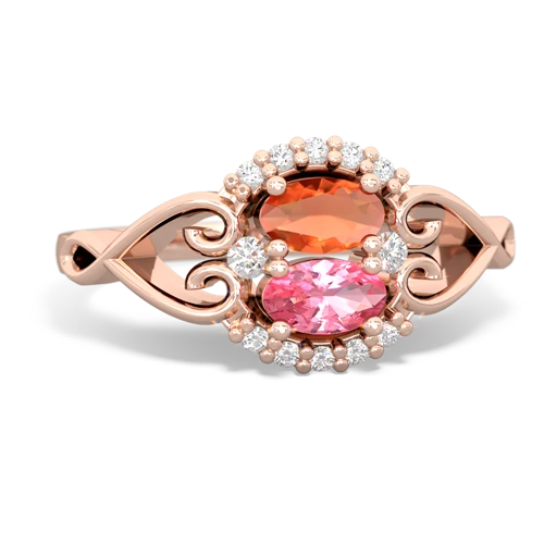 fire opal-pink sapphire antique keepsake ring