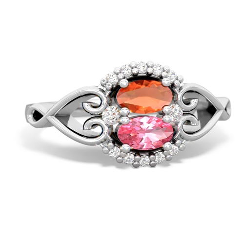fire opal-pink sapphire antique keepsake ring