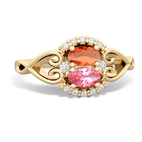 fire opal-pink sapphire antique keepsake ring