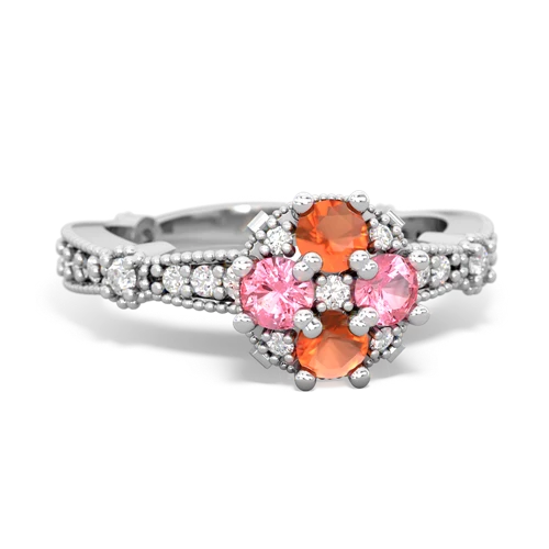 fire opal-pink sapphire art deco engagement ring